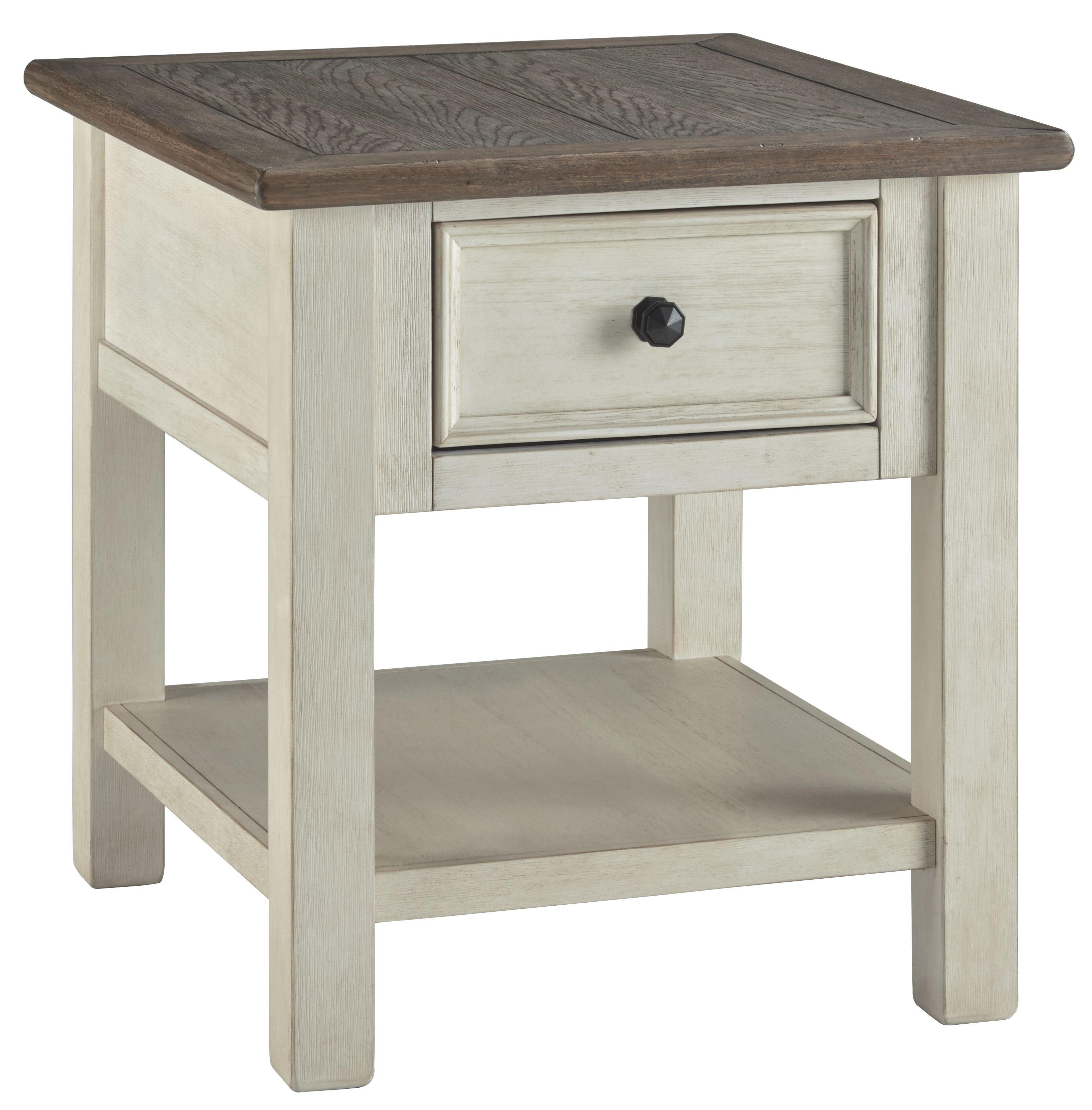 Ashley Furniture - Bolanburg - White / Brown / Beige - Rectangular End Table - 5th Avenue Furniture