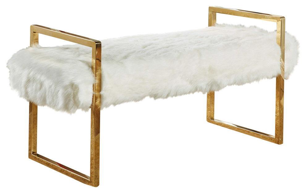 Meridian Furniture - Chloe - Bench - White - 5th Avenue Furniture