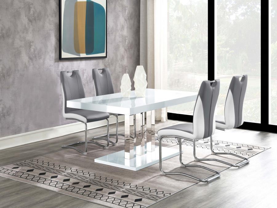 CoasterEssence - Brooklyn - 5 Piece Dining Set - White And Chrome - 5th Avenue Furniture