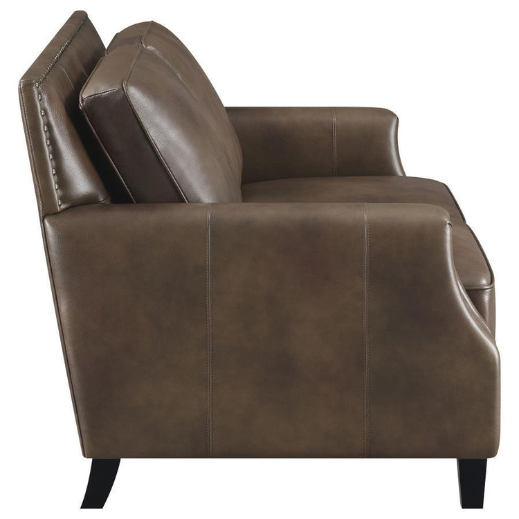 CoasterElevations - Leaton - Upholstered Recessed Arms Loveseat - Brown Sugar - 5th Avenue Furniture