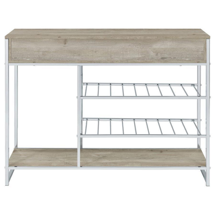 Coaster Fine Furniture - Melrose - Bar Cabinet - Gray Washed Oak And Chrome - 5th Avenue Furniture