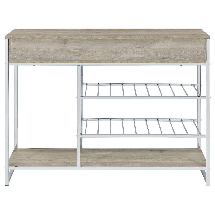 Coaster Fine Furniture - Melrose - Bar Cabinet - Gray Washed Oak And Chrome - 5th Avenue Furniture