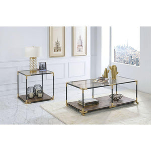 ACME - Heleris - End Table - Black/Gold & Smoky Glass - 5th Avenue Furniture