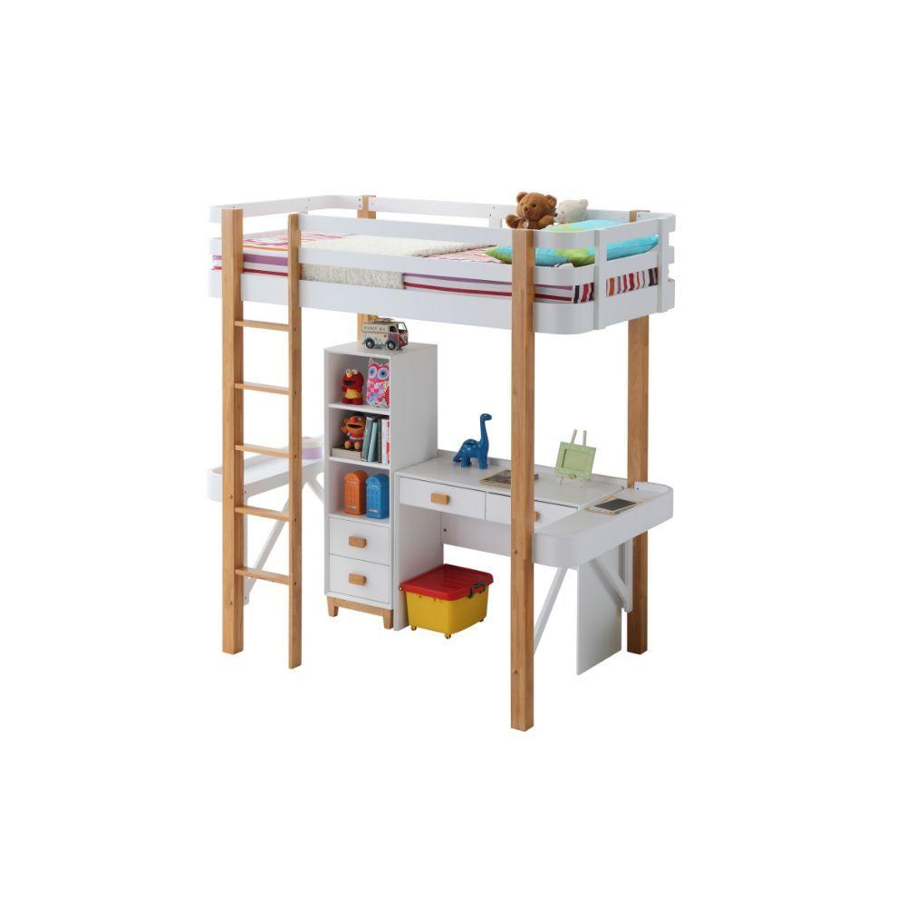 ACME - Rutherford - Loft Bed - White & Natural - 5th Avenue Furniture