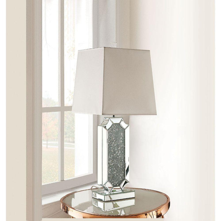 ACME - Noralie - Table Lamp - Mirrored & Faux Diamonds - 33" - 5th Avenue Furniture