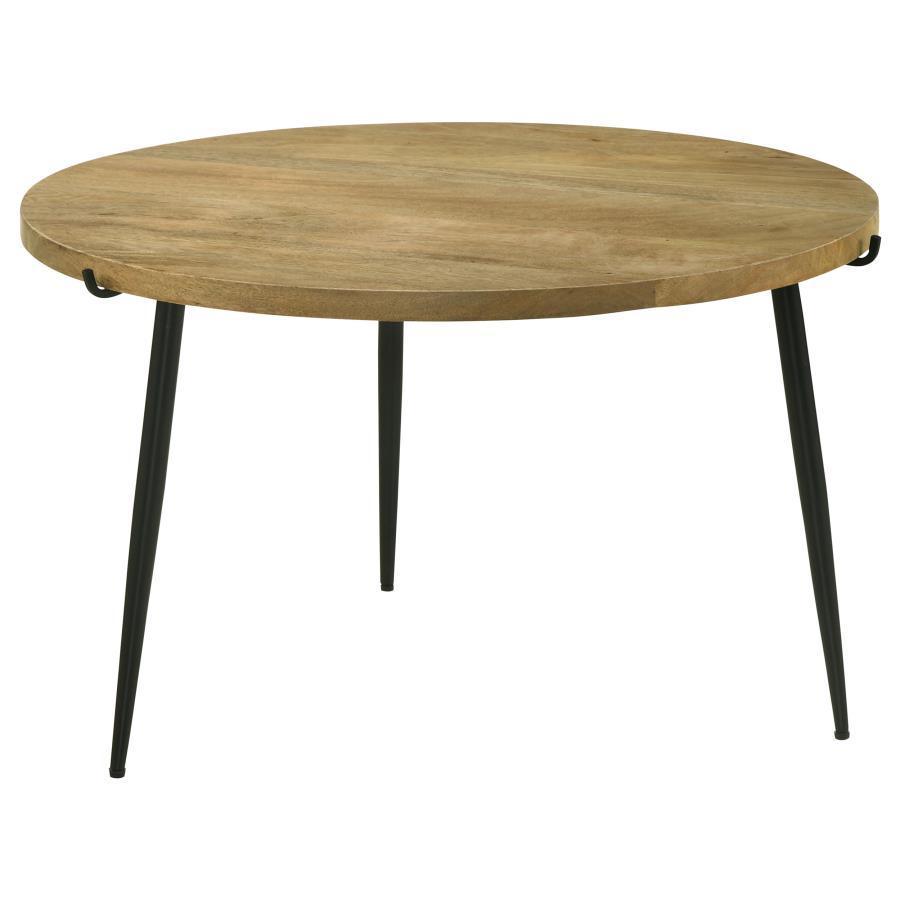 Coaster Fine Furniture - Pilar - Round Solid Wood Top Coffee Table - Natural And Black - 5th Avenue Furniture