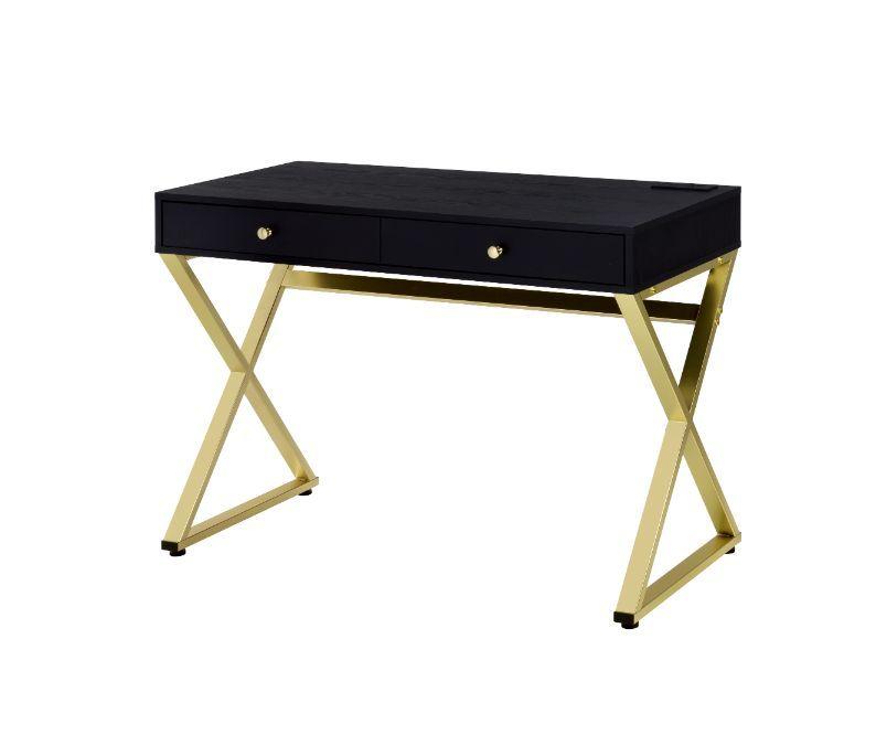 ACME - Coleen - Desk - Black & Brass Finish - 5th Avenue Furniture