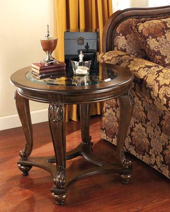 Ashley Furniture - Norcastle - Dark Brown - Round End Table - 5th Avenue Furniture