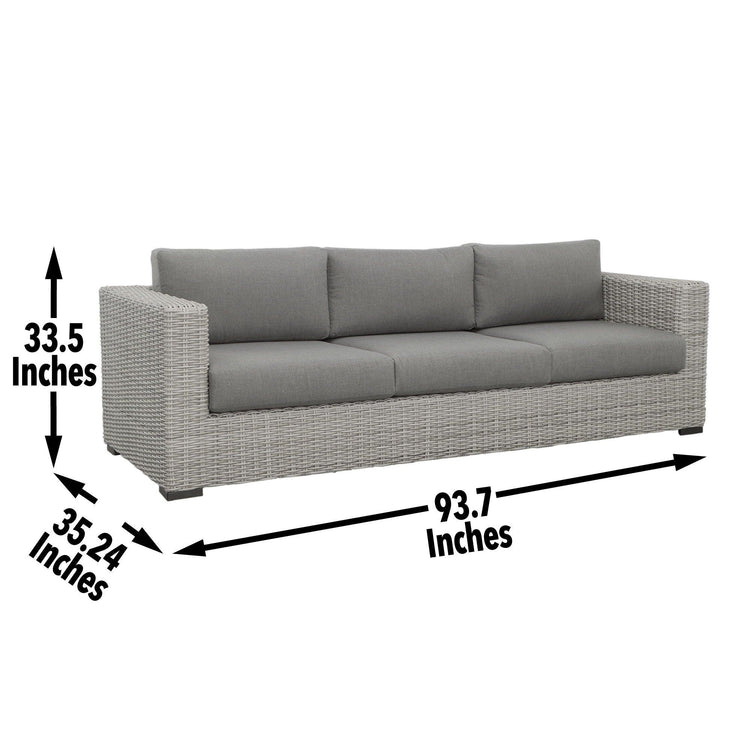 Steve Silver Furniture - Blakley - Outdoor Sofa With Half Round Wicker - Gray - 5th Avenue Furniture