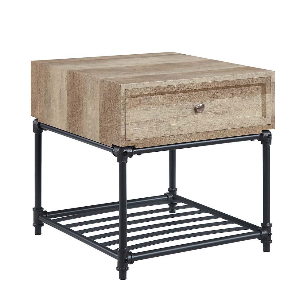 ACME - Brantley - End Table - Oak & Sandy Black Finish - 22" - 5th Avenue Furniture