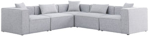 Meridian Furniture - Cube - Modular Sectional 5 Piece - Gray - Modern & Contemporary - 5th Avenue Furniture