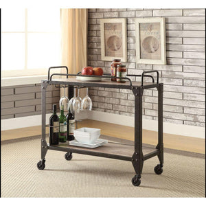 ACME - Caitlin - Serving Cart - Rustic Oak & Black - 5th Avenue Furniture