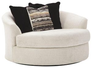 Ashley Furniture - Cambri - Snow - Oversized Round Swivel Chair - 5th Avenue Furniture