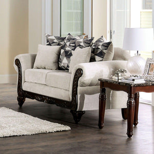 Furniture of America - Cassani - Loveseat - Light Gray / Walnut - 5th Avenue Furniture