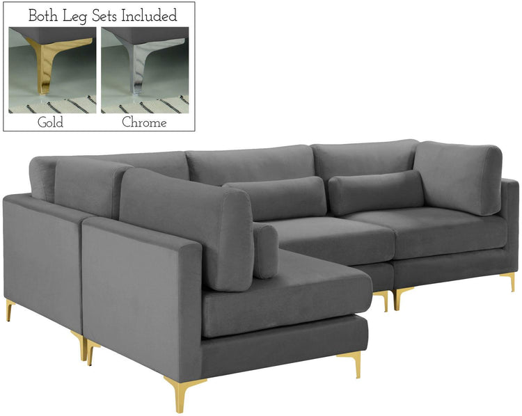 Meridian Furniture - Julia - Modular Sectional 4 Piece - Gray - 5th Avenue Furniture