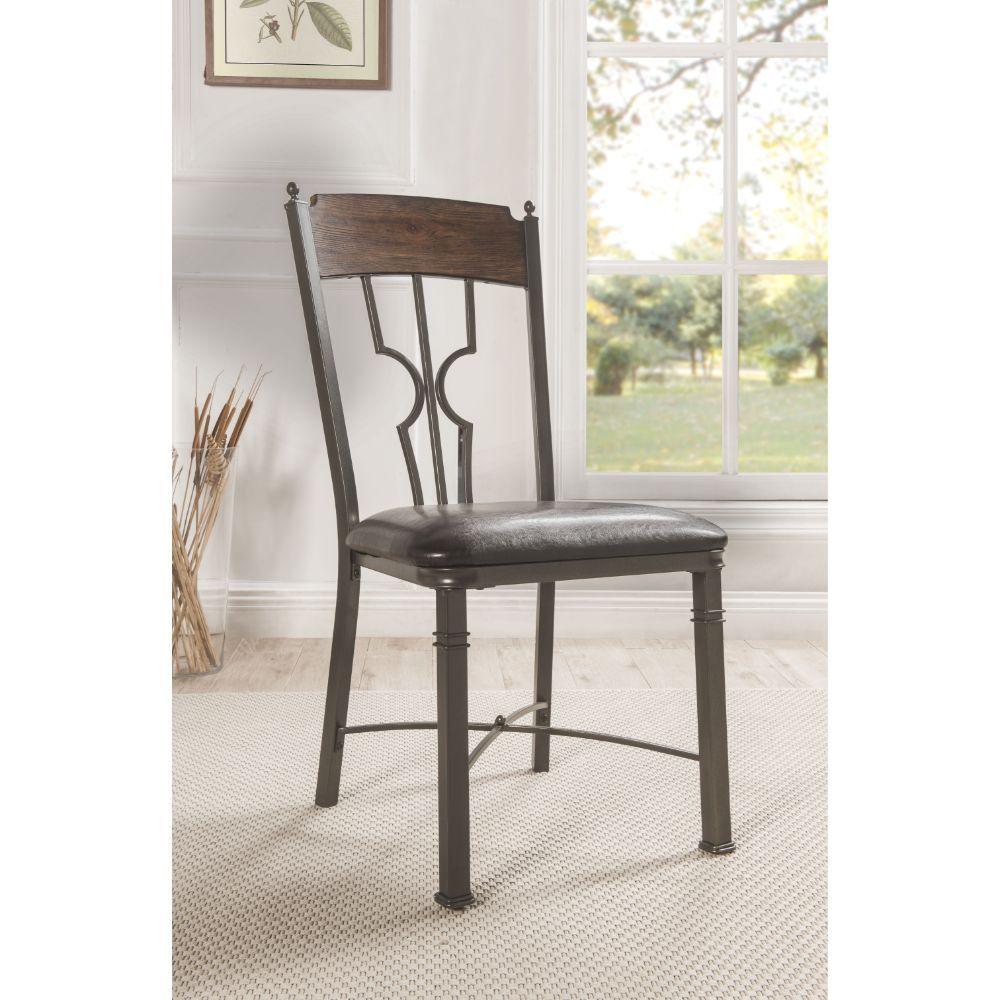 ACME - Lynlee - Side Chair (Set of 2) - Espresso PU & Dark Bronze - 5th Avenue Furniture