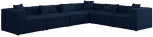 Meridian Furniture - Cube - Modular Sectional 6 Piece - Navy - Fabric - Modern & Contemporary - 5th Avenue Furniture