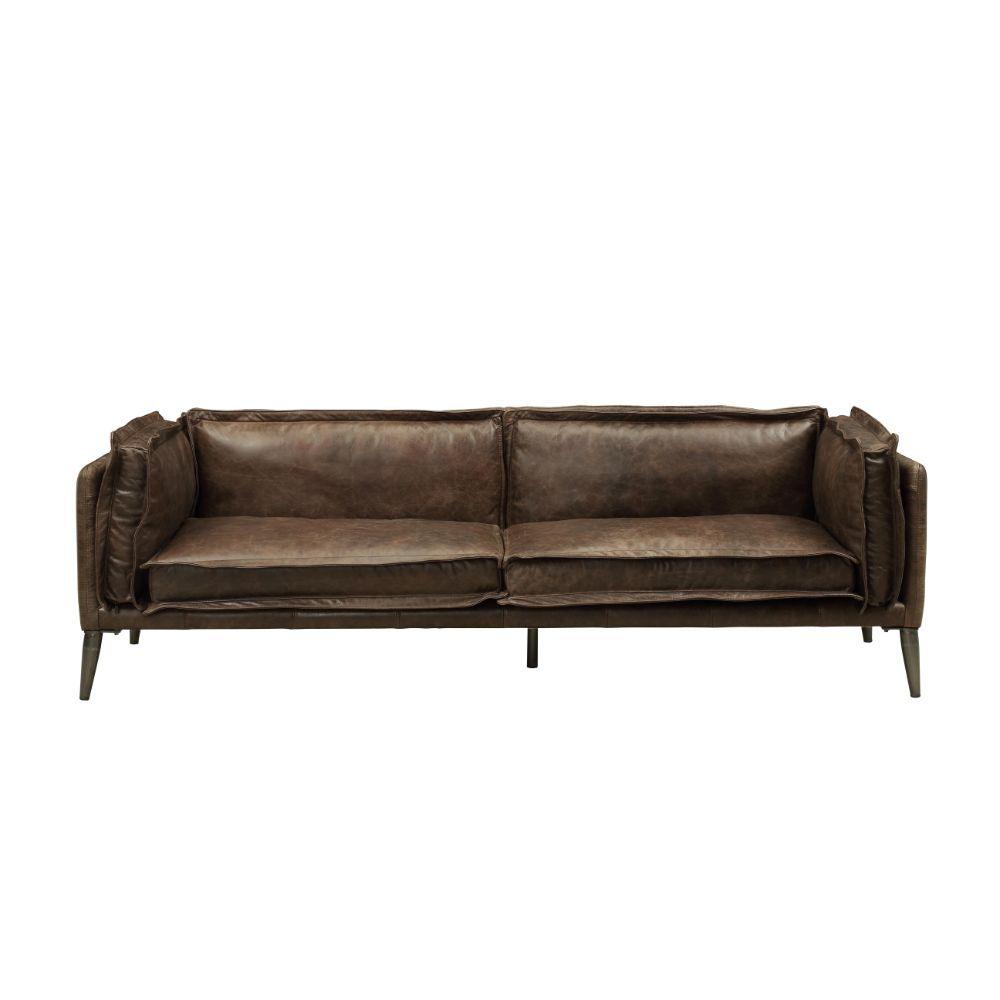 ACME - Porchester - Sofa - Distress Chocolate Top Grain Leather - 5th Avenue Furniture