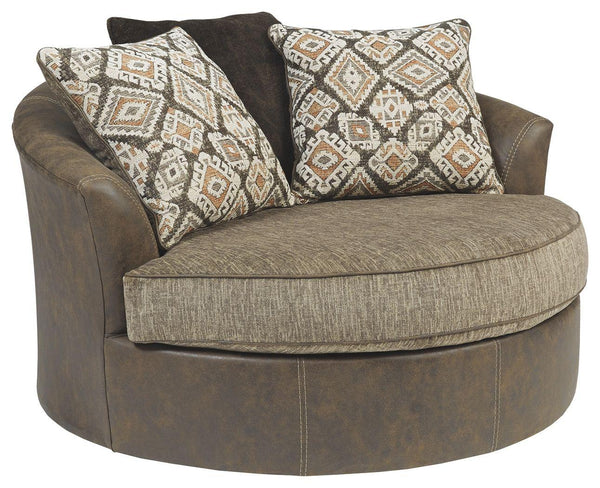 Ashley Furniture - Abalone - Chocolate - Oversized Swivel Accent Chair - 5th Avenue Furniture