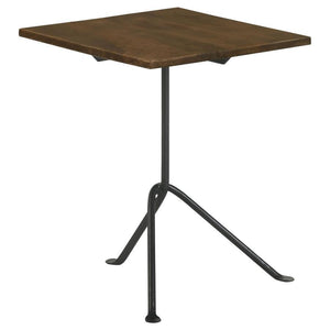 CoasterEssence - Heitor - Square Accent Table With Tripod Legs - Dark Brown And Gunmetal - 5th Avenue Furniture