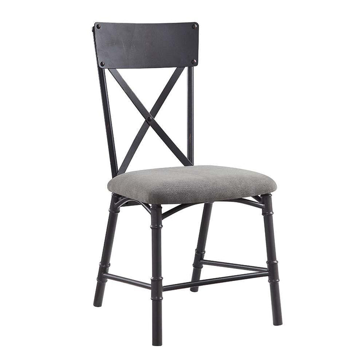 ACME - Edina - Side Chair (Set of 2) - Gray Fabric, Oak & Sandy Black Finish - 5th Avenue Furniture