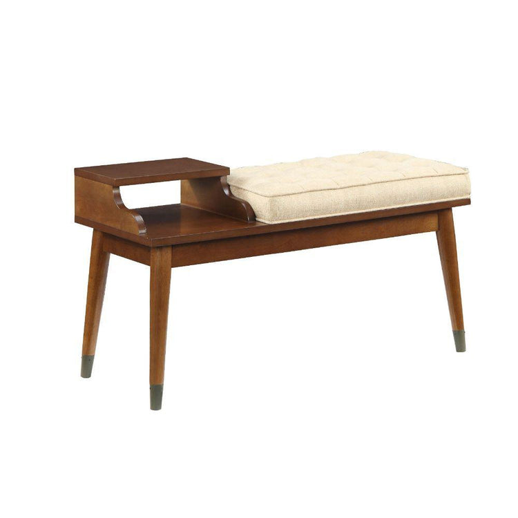 ACME - Baptis - Bench - Beige Fabric & Walnut - 5th Avenue Furniture