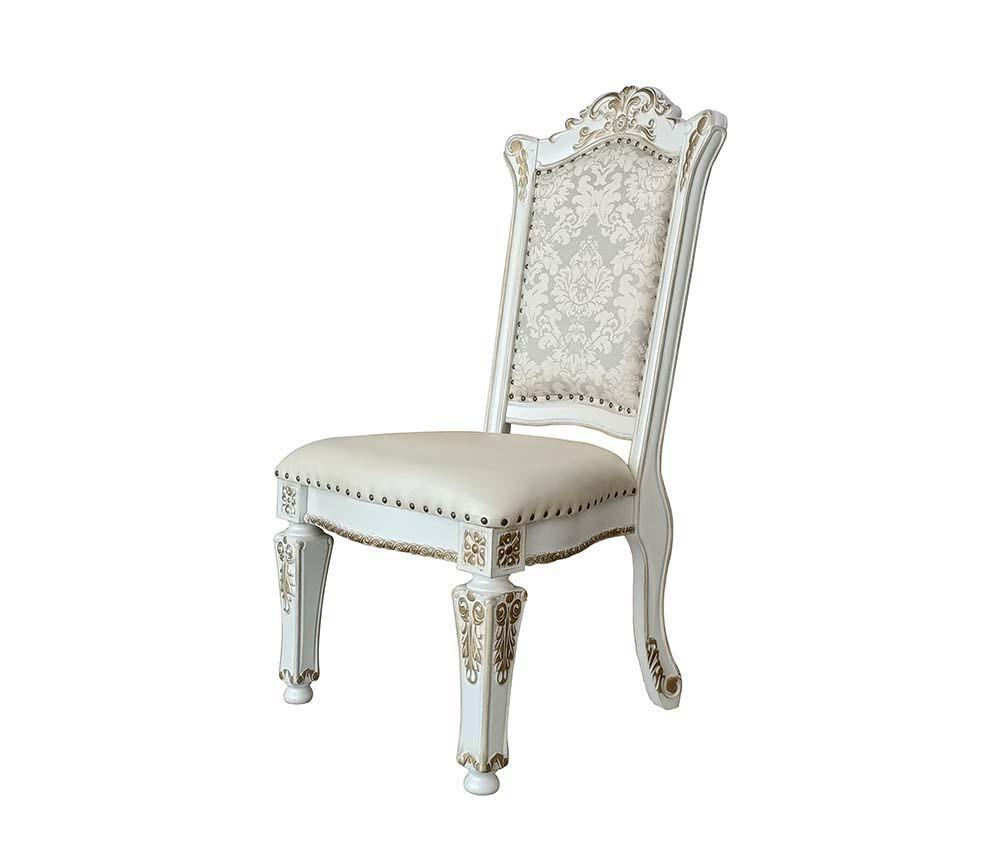 ACME - Vendom - Side Chair (Set of 2) - PU & Antique Pearl Finish - 5th Avenue Furniture