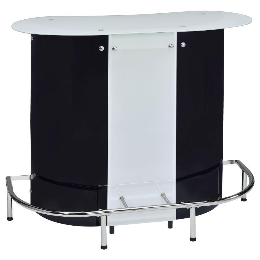 CoasterEssence - Lacewing - 1-Shelf Bar Unit - Glossy Black And White - 5th Avenue Furniture