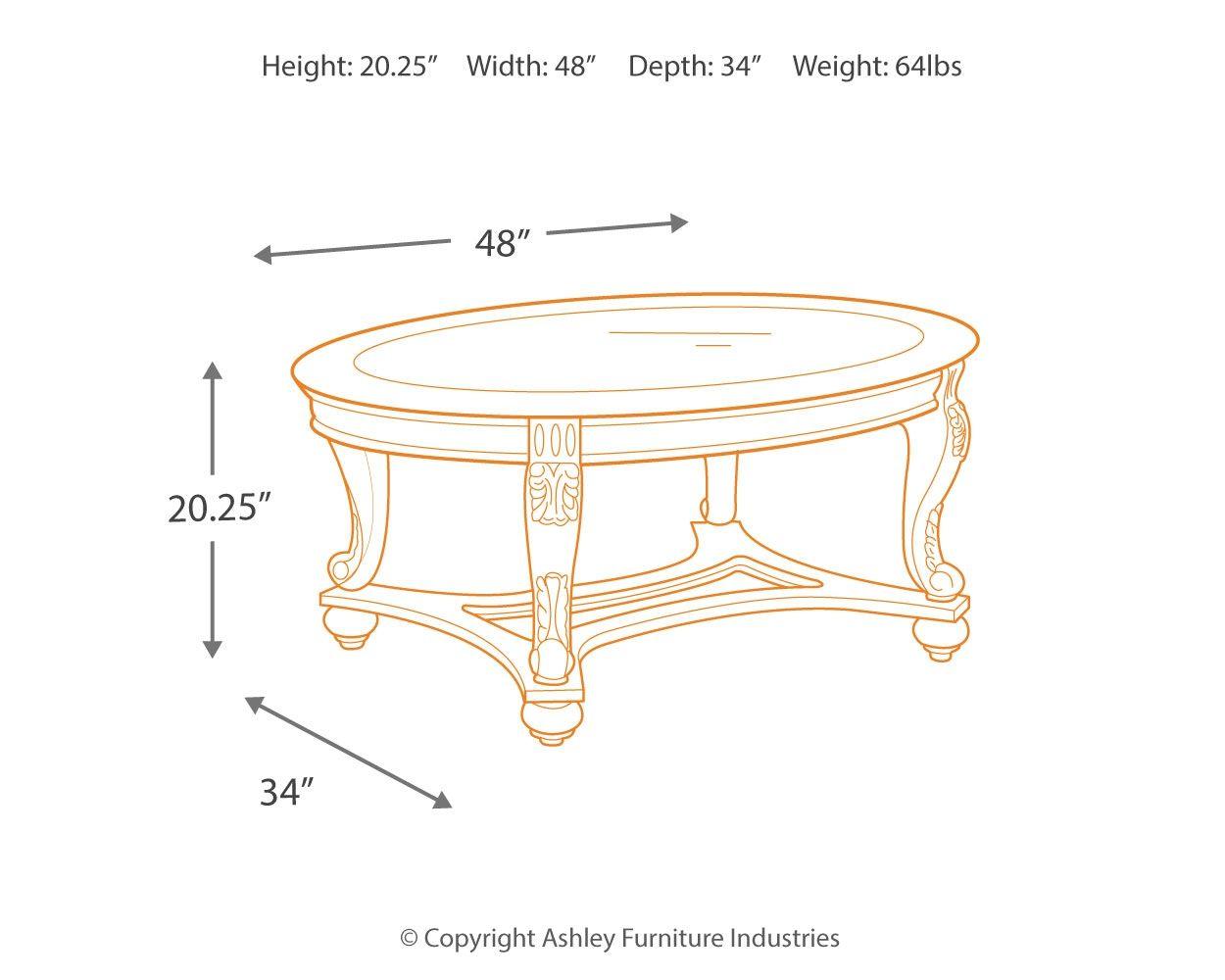 Ashley Furniture - Norcastle - Dark Brown - Oval Cocktail Table - 5th Avenue Furniture