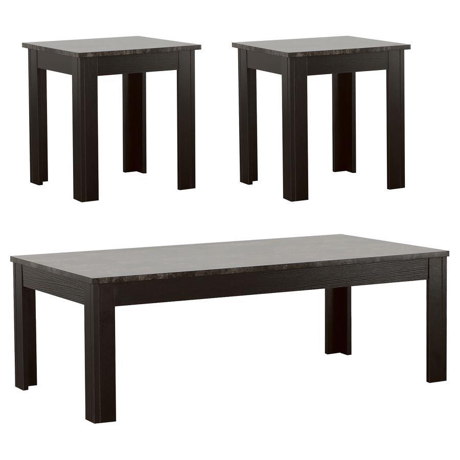 CoasterEveryday - Rhodes - 3 Piece Faux-Marble Top Occasional Table Set - Black - 5th Avenue Furniture