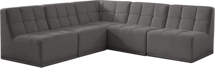 Meridian Furniture - Relax - Modular Sectional 5 Piece - Gray - 5th Avenue Furniture