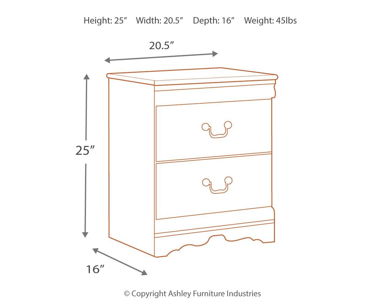 Ashley Furniture - Anarasia - White - Two Drawer Night Stand - 5th Avenue Furniture