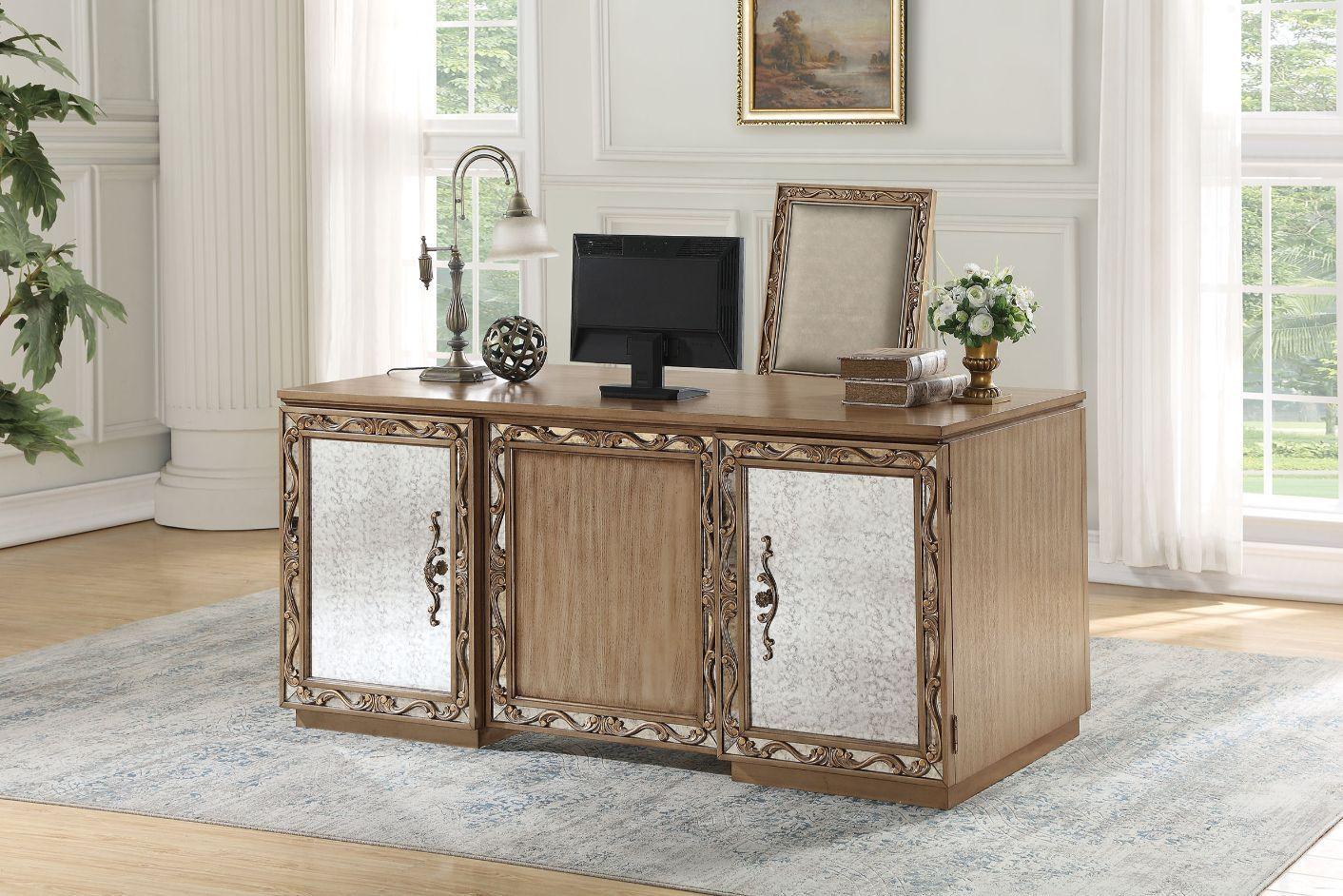 ACME - Orianne - Executive Desk - Antique Gold - 5th Avenue Furniture
