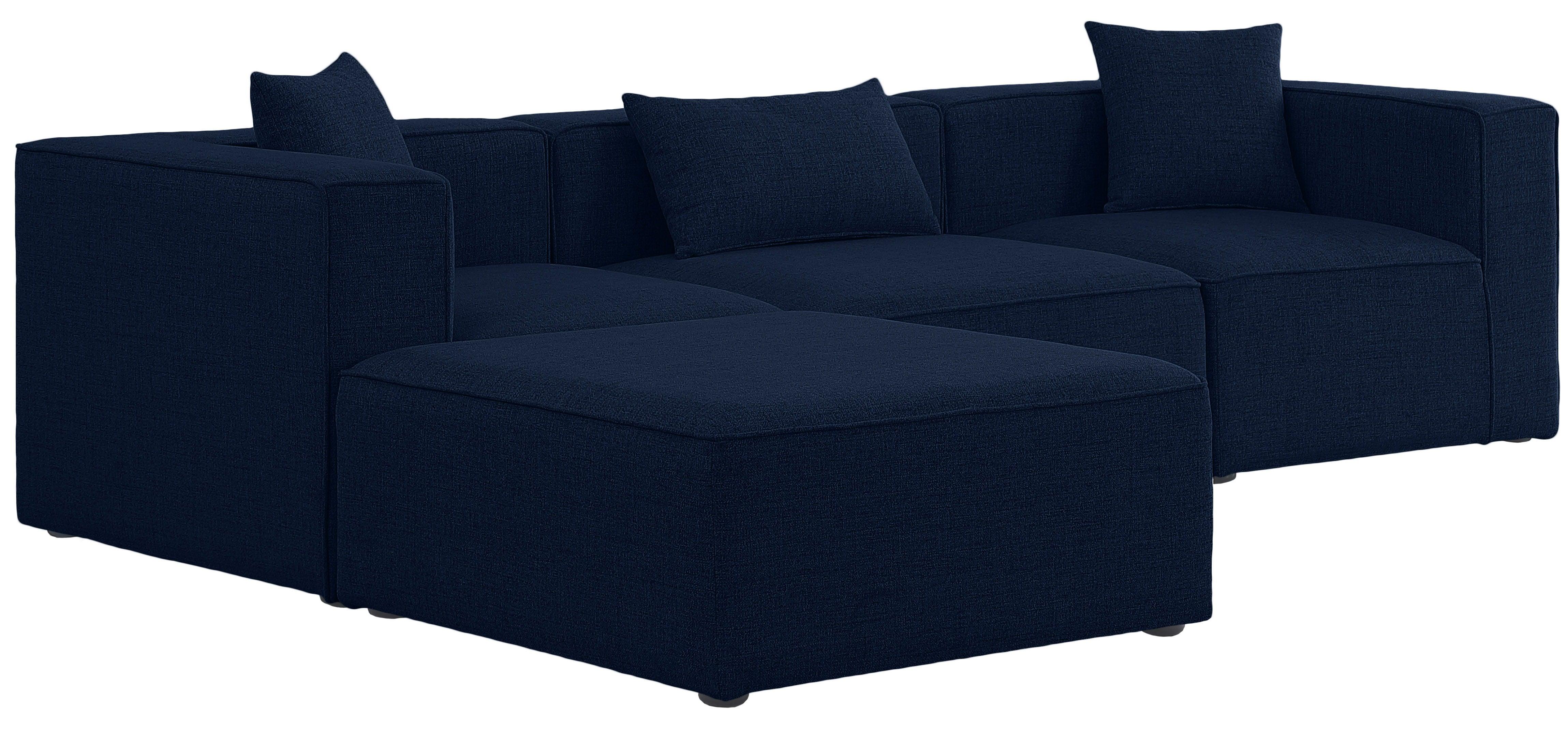 Meridian Furniture - Cube - Modular Sectional 4 Piece - Navy - Fabric - 5th Avenue Furniture