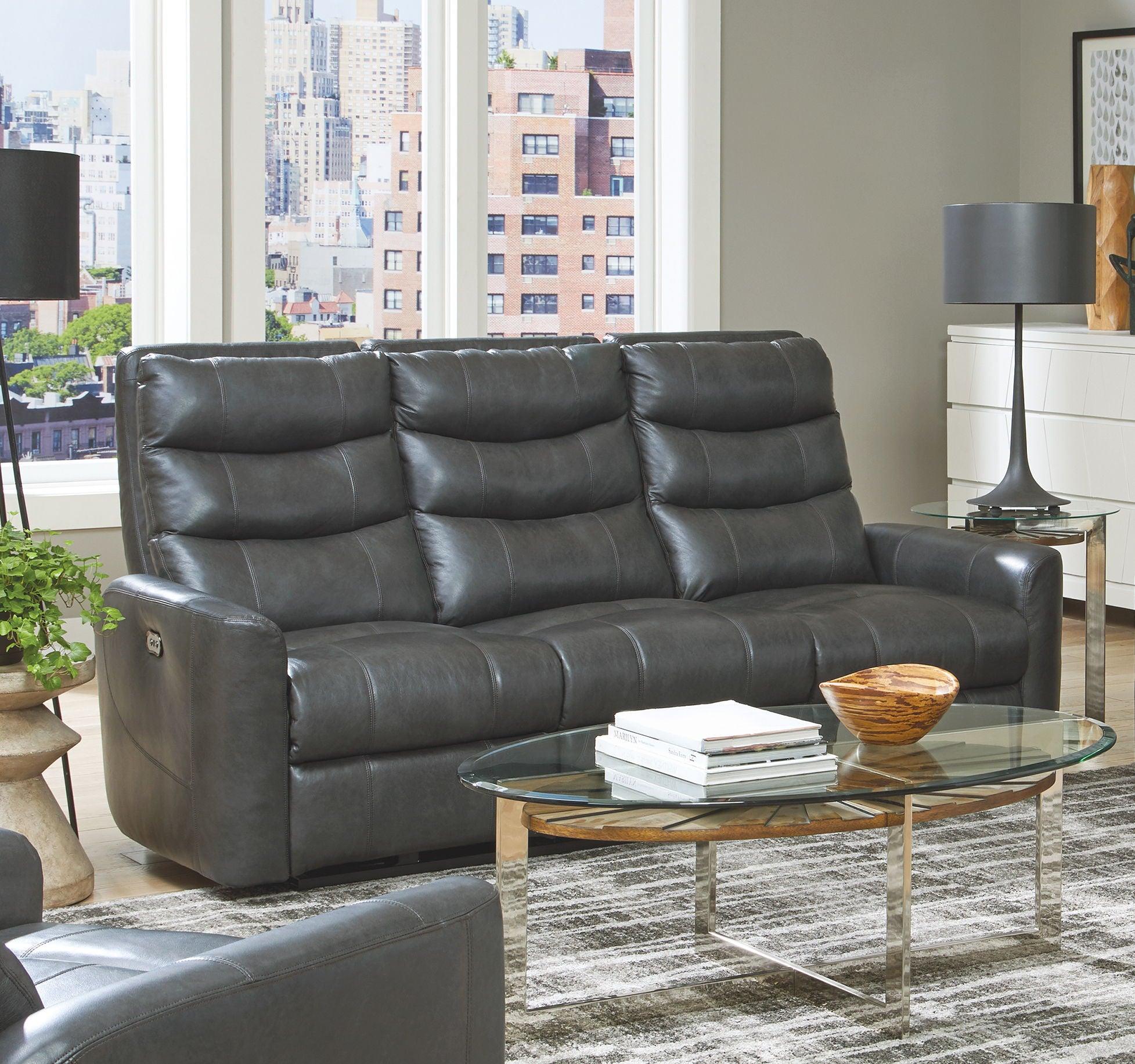 Catnapper - Bosa - Power Reclining Sofa - Charcoal - Leather - 5th Avenue Furniture