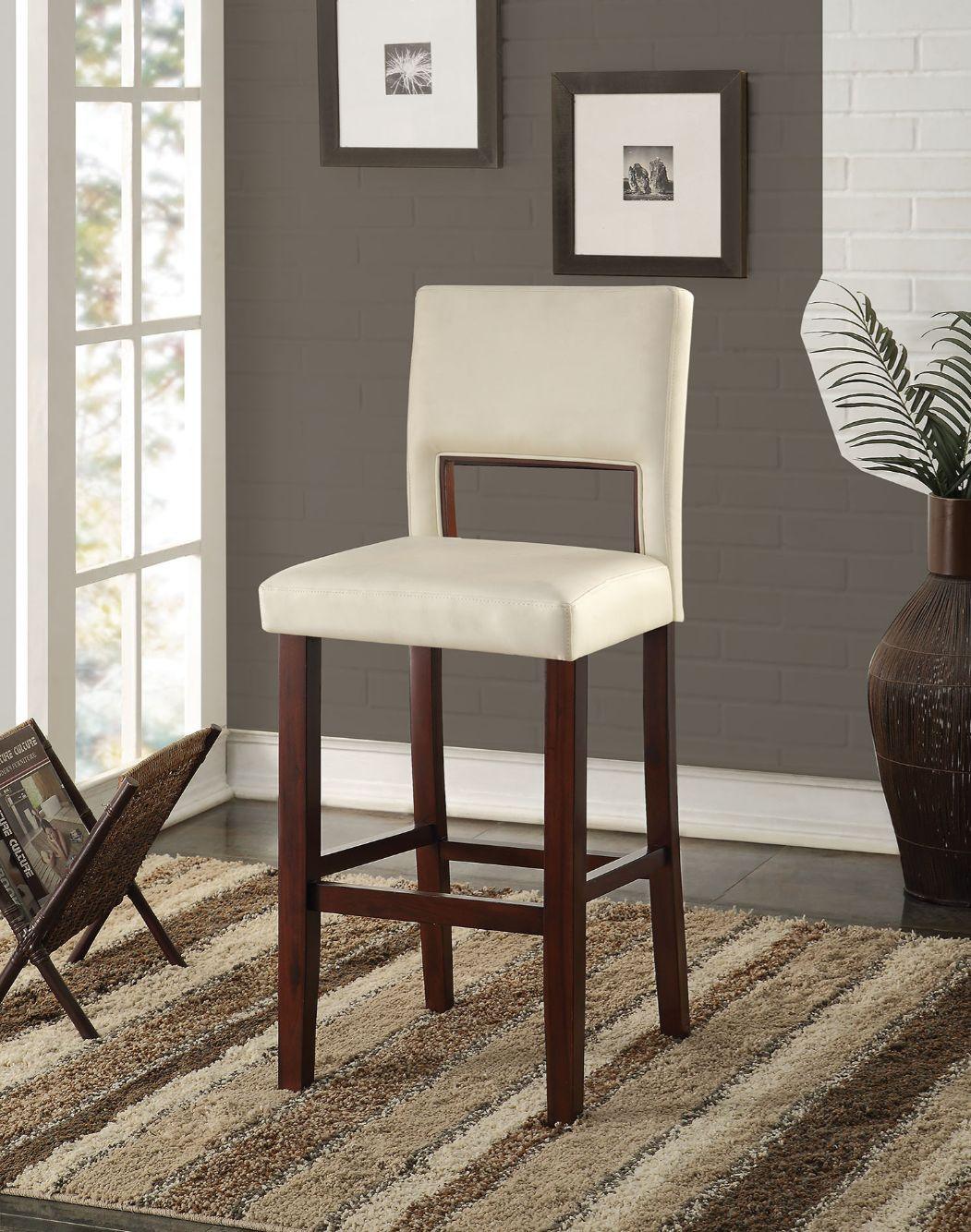 ACME - Reiko - Bar Chair - White PU & Espresso - 5th Avenue Furniture