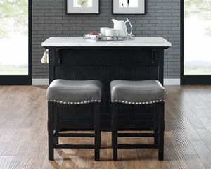 Steve Silver Furniture - Aspen - 3 Piece Kitchen Island Set - Black - 5th Avenue Furniture