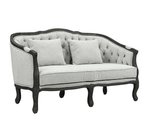 ACME - Samael - Loveseat - Gray Linen & Dark Brown Finish - 5th Avenue Furniture