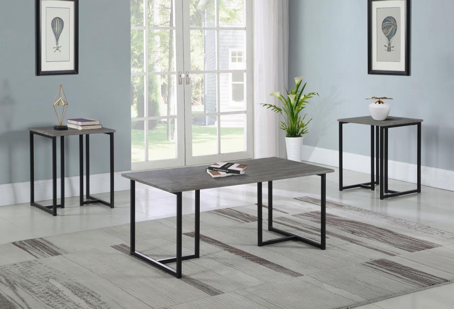 CoasterEveryday - Nyla - 3 Piece Occasional Set - Weathered Gray And Black - 5th Avenue Furniture