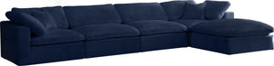 Meridian Furniture - Cozy - Modular Sectional 5 Piece Cloud - Navy - 5th Avenue Furniture