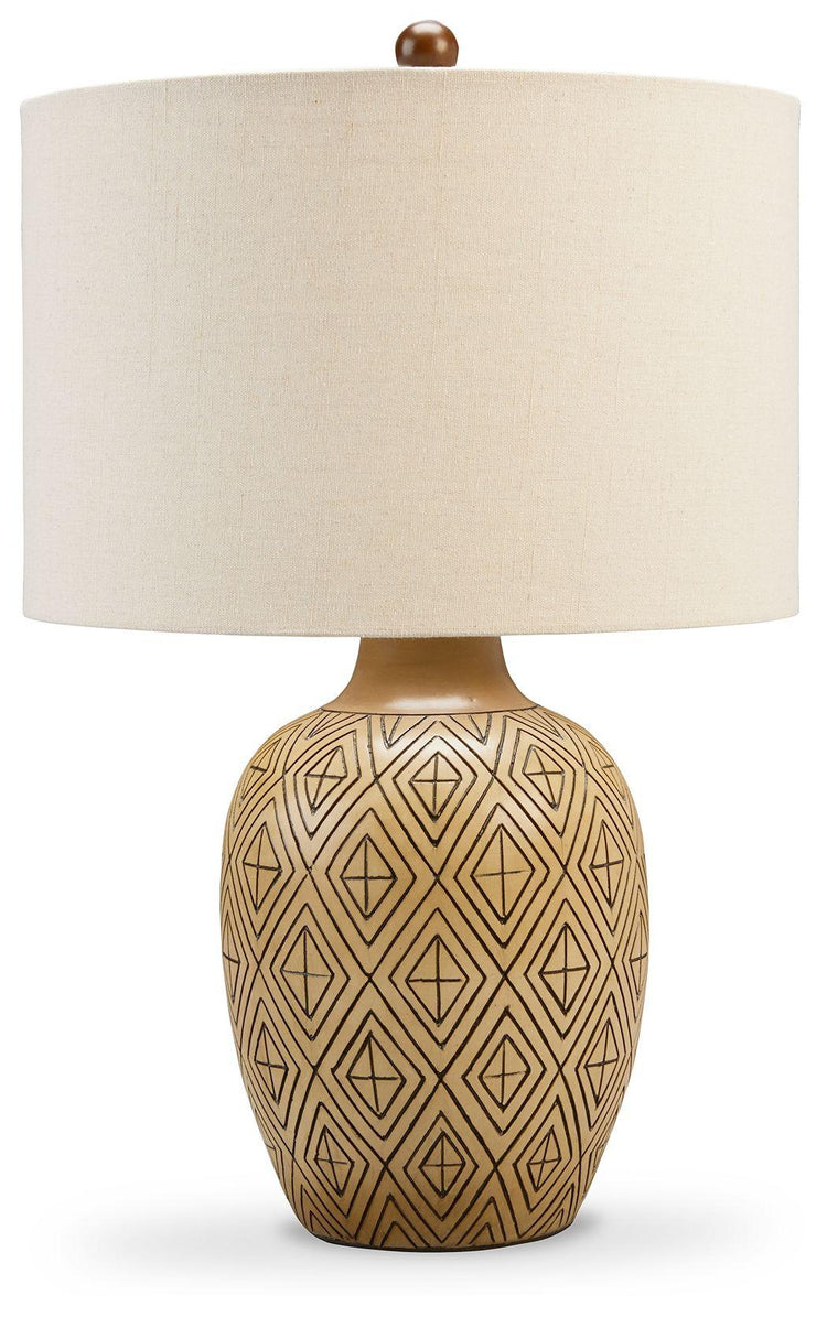 Signature Design by Ashley® - Jairgan - Tan / Black - Poly Table Lamp (Set of 2) - 5th Avenue Furniture